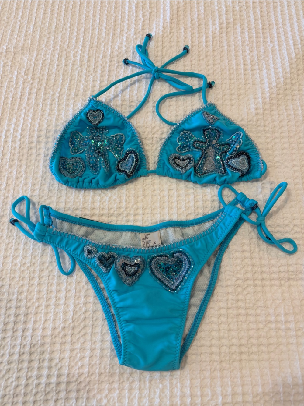 Beaded Turquoise Tie Bikini